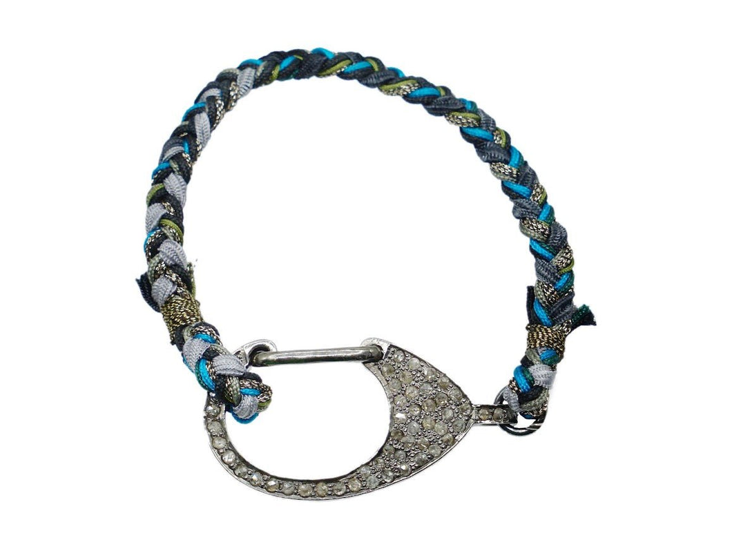 Hand-Braided Silk Bracelet with Diamond Clip Clasp