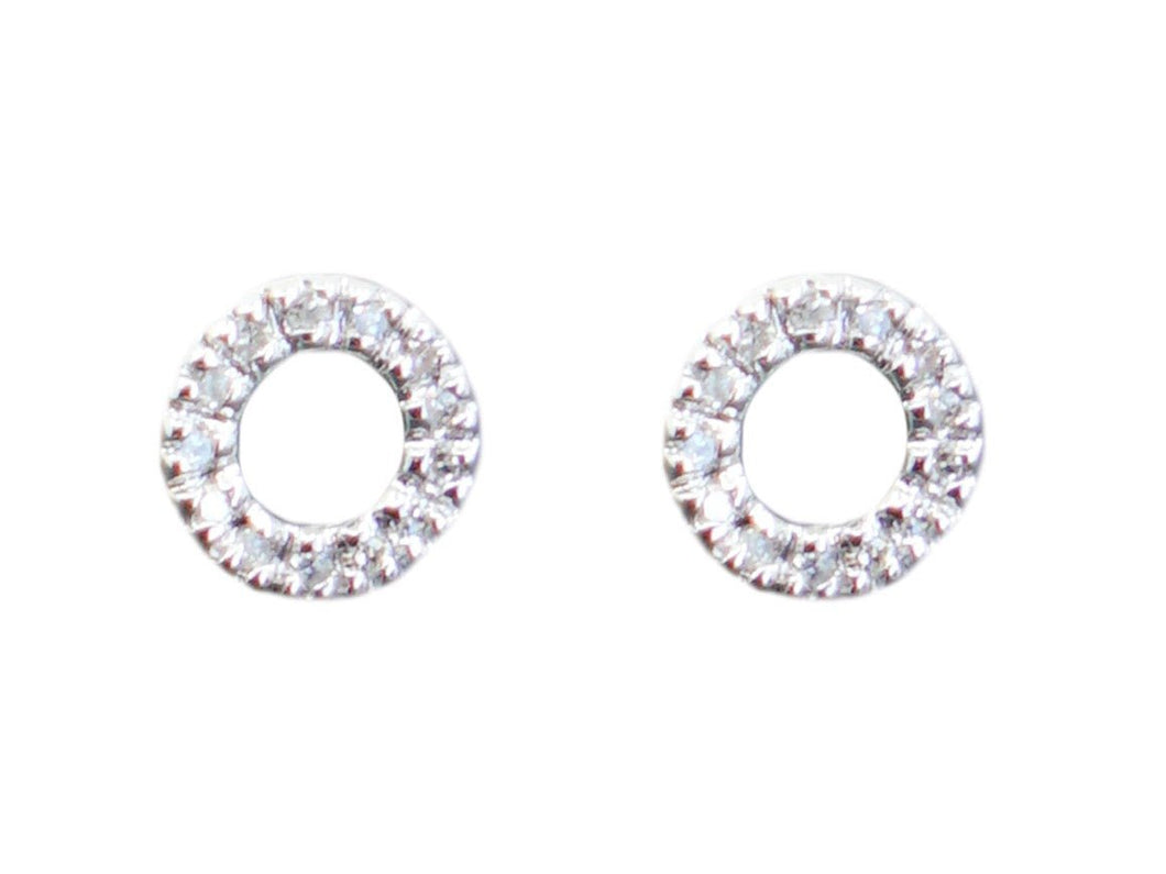 14k Diamond Circle Stud Earrings