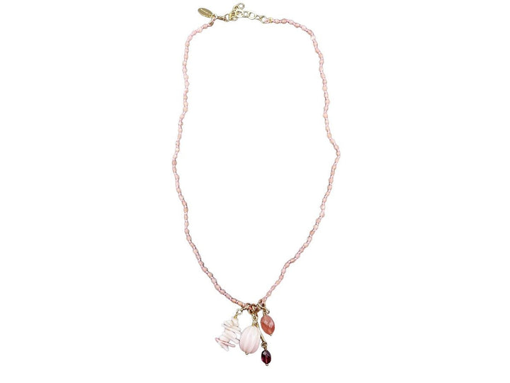 Peach Moonstones and Charms Necklace