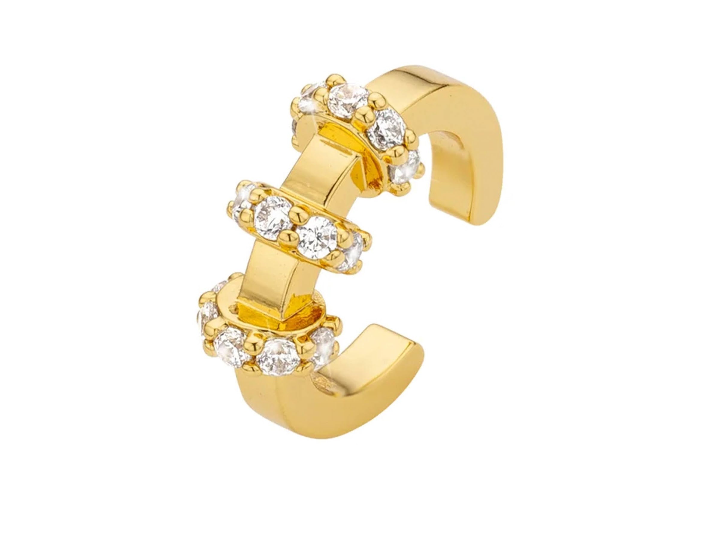Gold Ear Cuff with Three CZ Discs