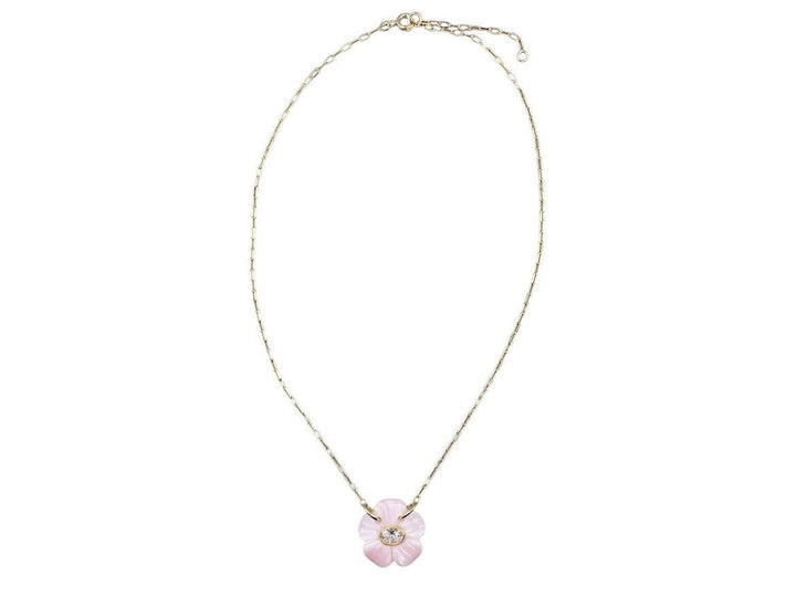 Pink Opal Joy Flower Necklace with White Topaz