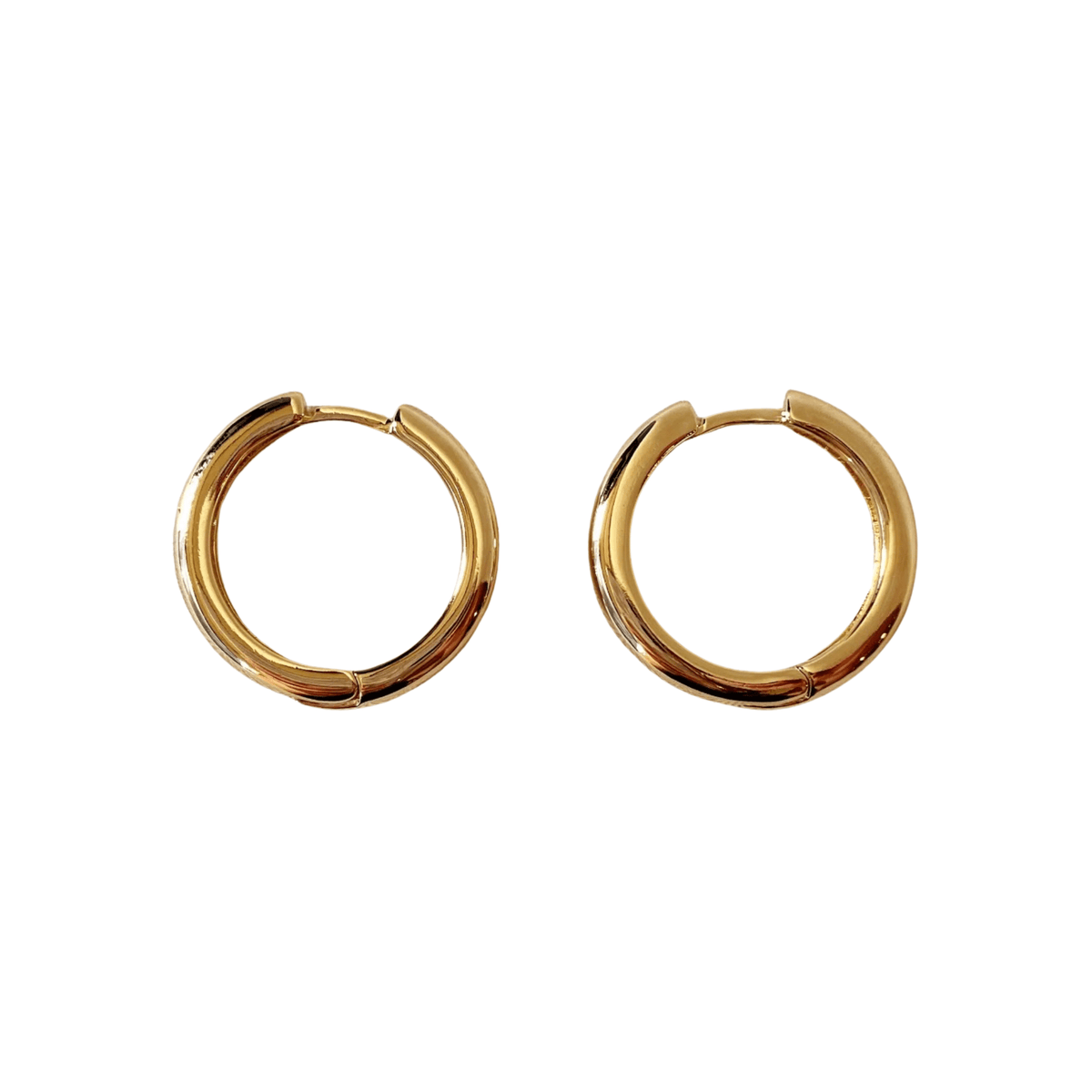 Gold Polished Clicker Hoop Earrings