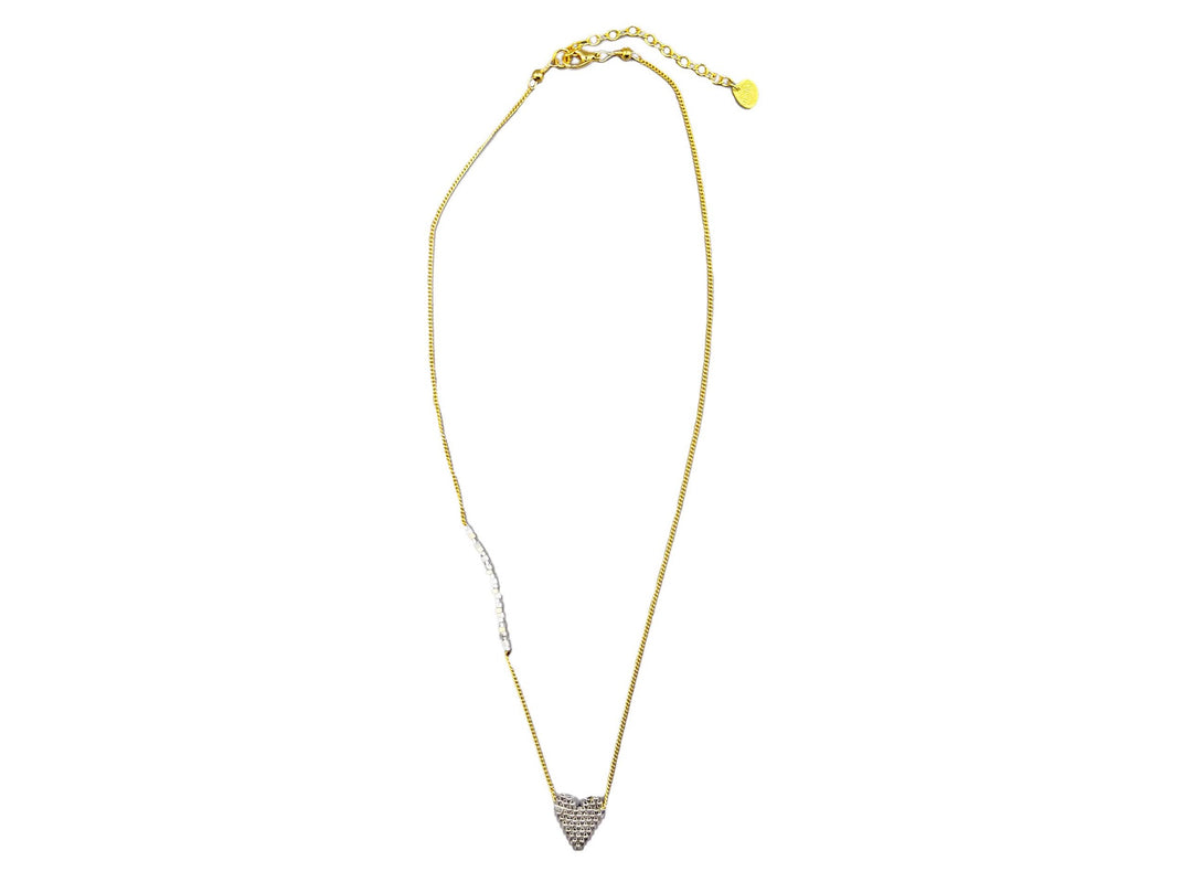 Silver Beaded Heart Necklace