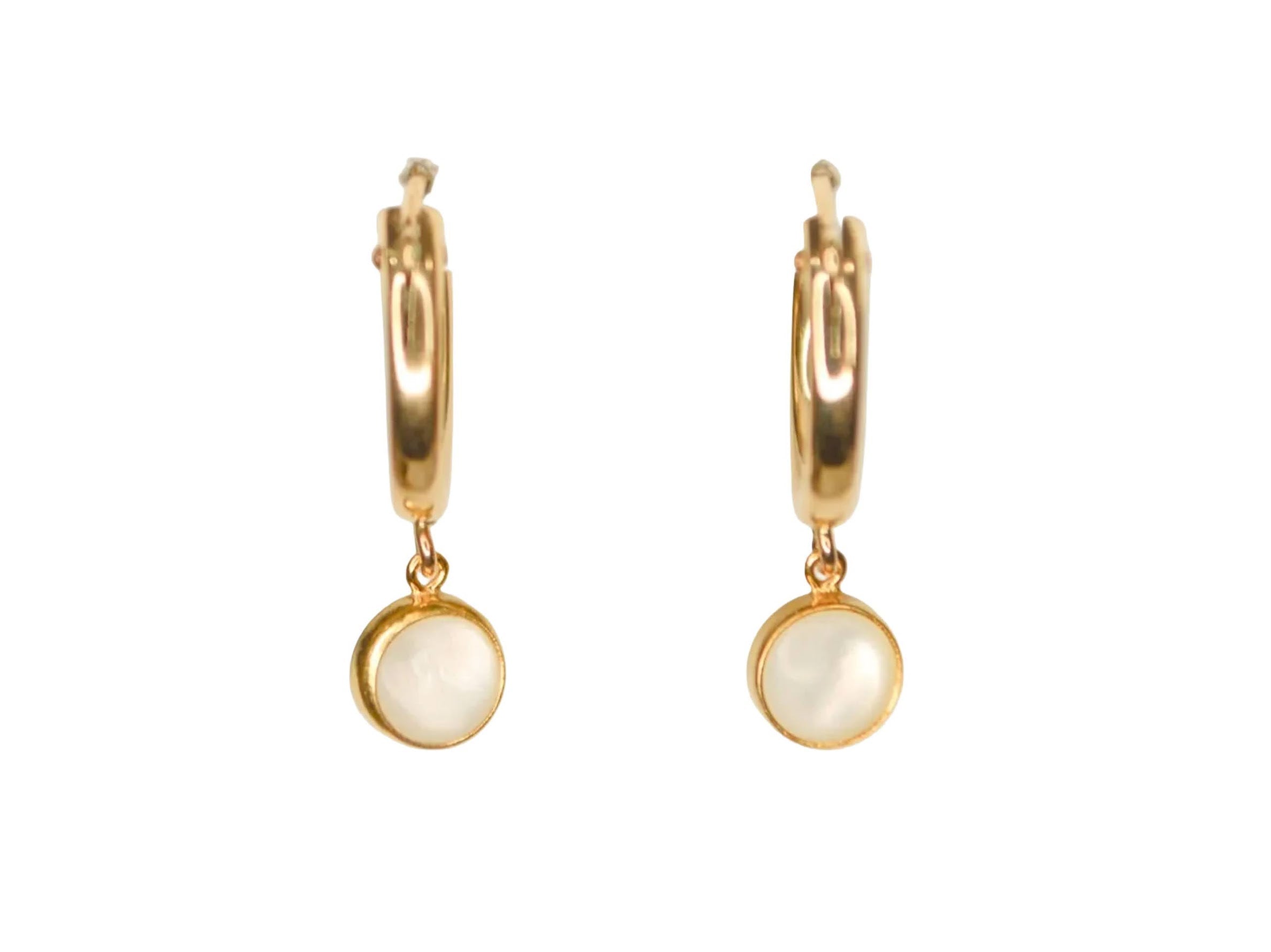 Gold Hoops with MOP Dangles