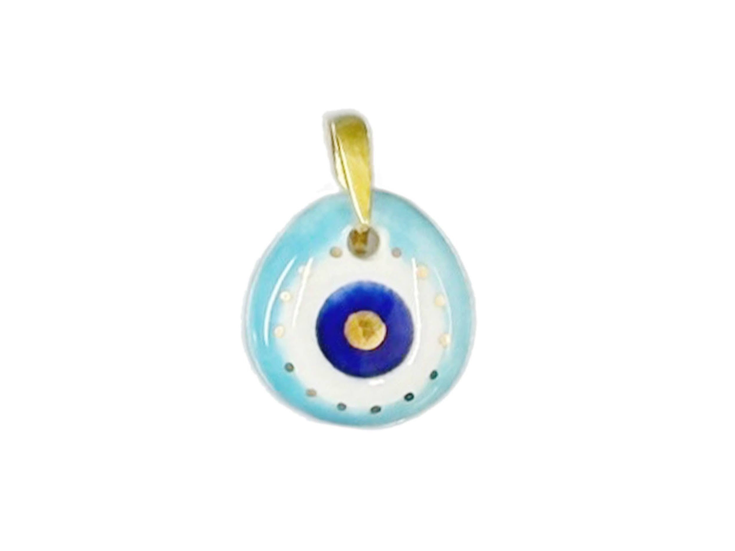 Handpainted Italian Porcelain Blue and Navy Evil Eye Charm