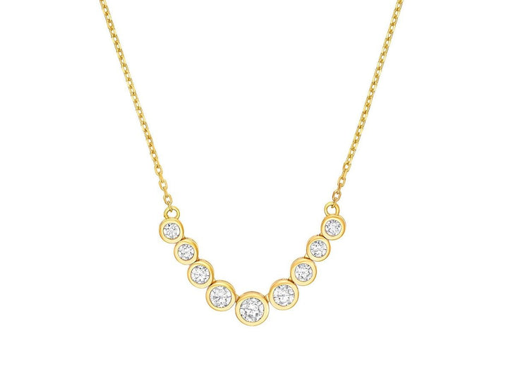 14k Graduated Bezel Set Diamond Necklace