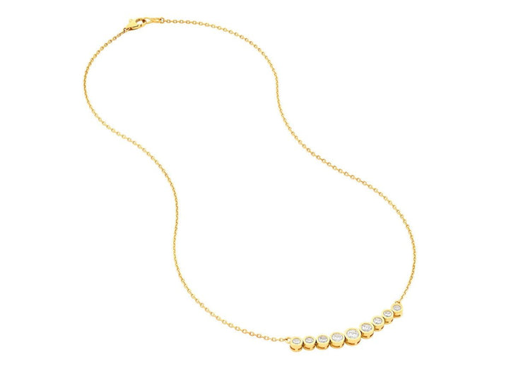 14k Graduated Bezel Set Diamond Necklace