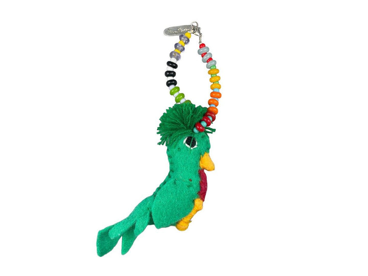 Handsewn Green Parrot Bag Charm