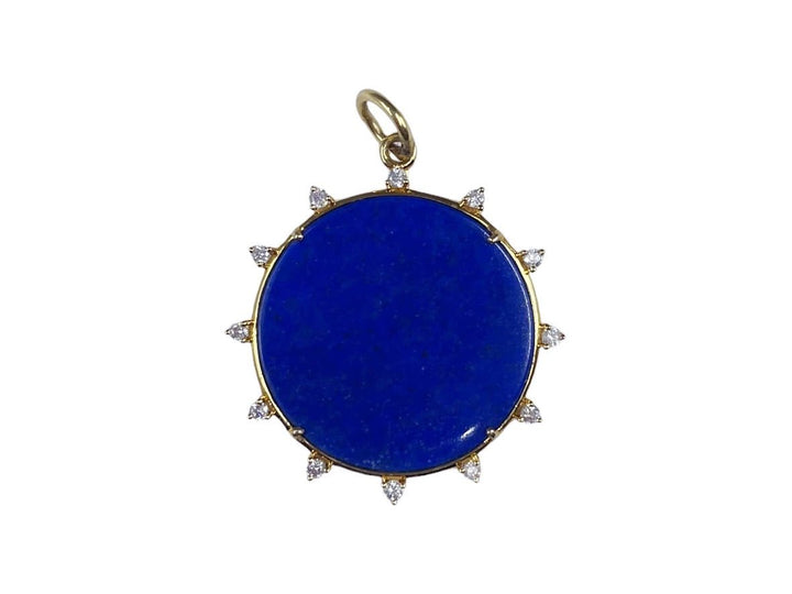 14k Lapis and Diamond Sun Charm