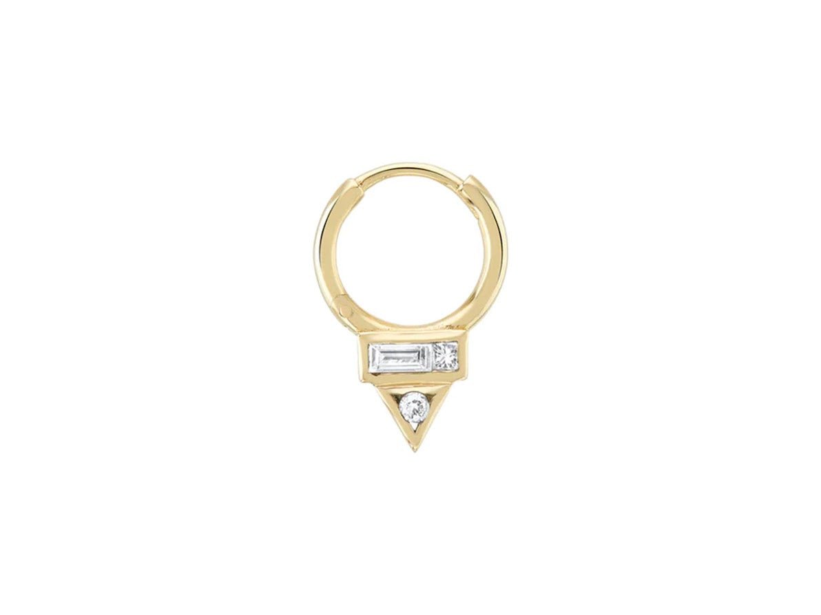 9k Left Ear Clicker Hoop with Diamonds