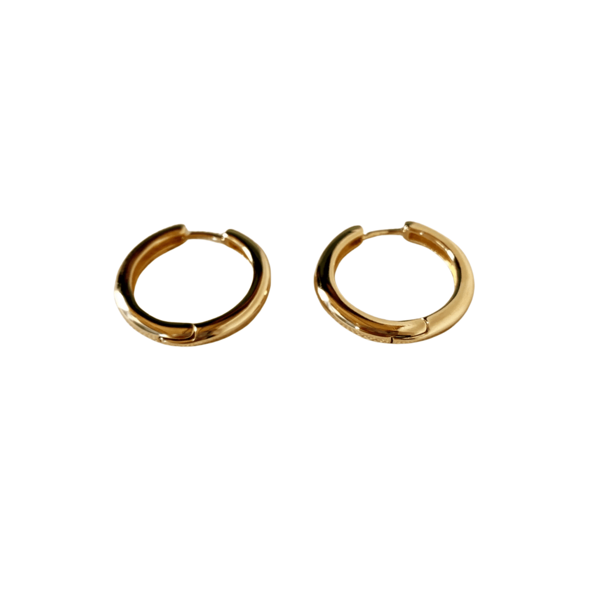 Gold Polished Clicker Hoop Earrings