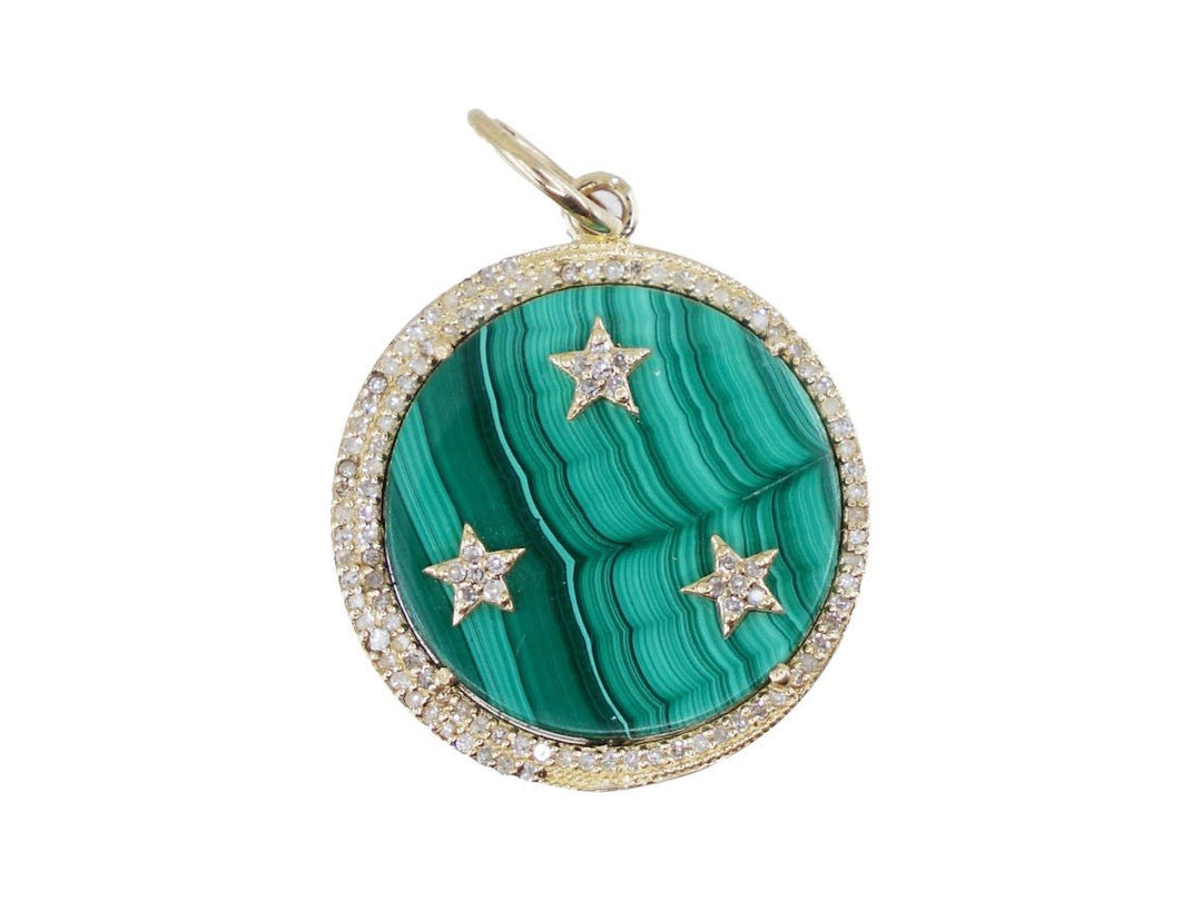 14k Malachite and Diamond Star Charm