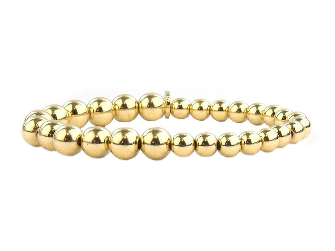 Gold Stretch Bracelet with 6mm and 8mm Beads