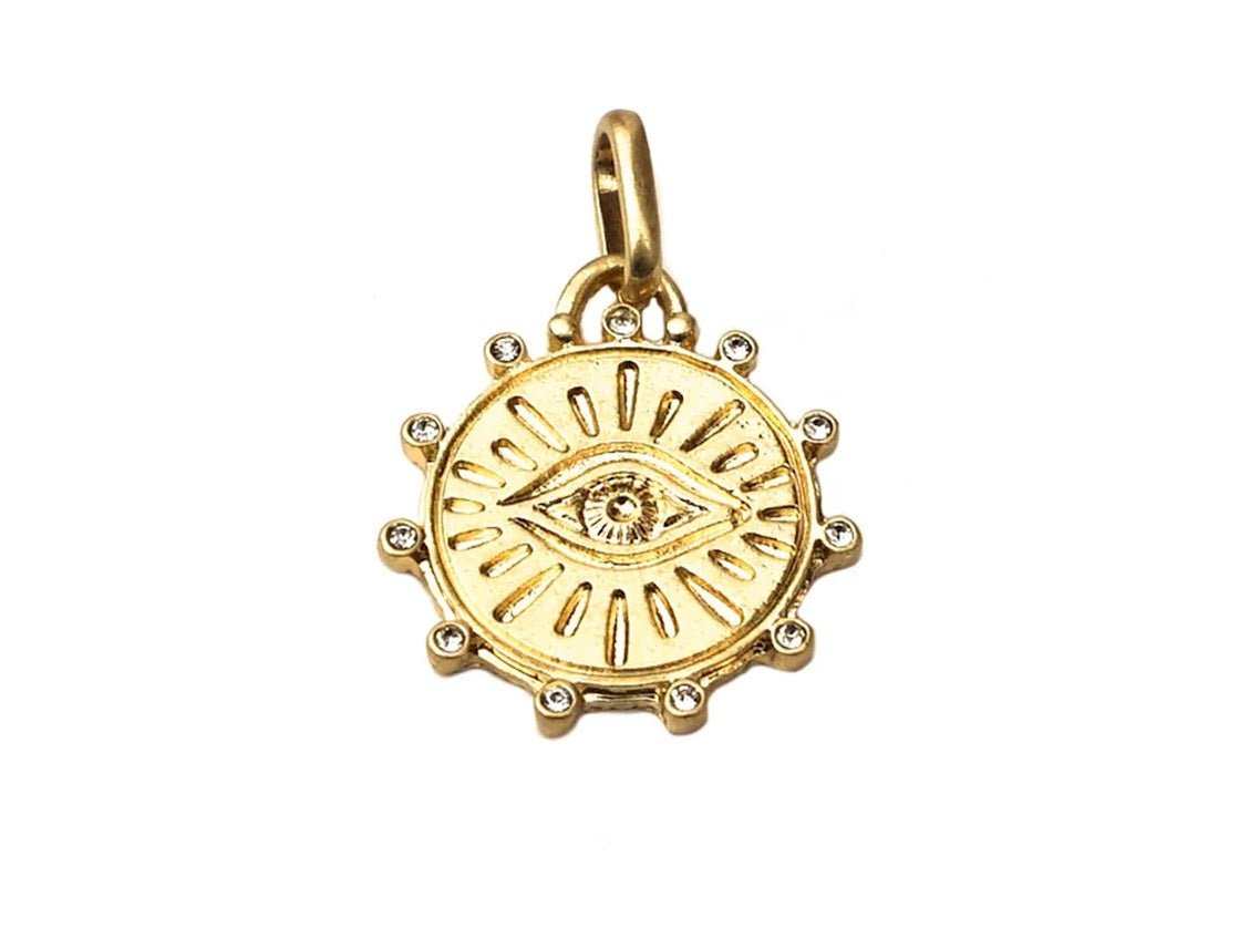 Rayed Evil Eye Charm with CZs