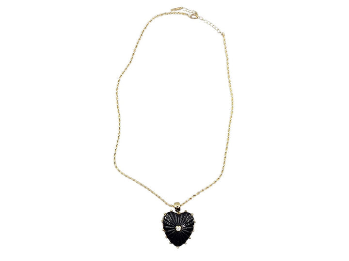 Black Onyx Heart Rope Necklace