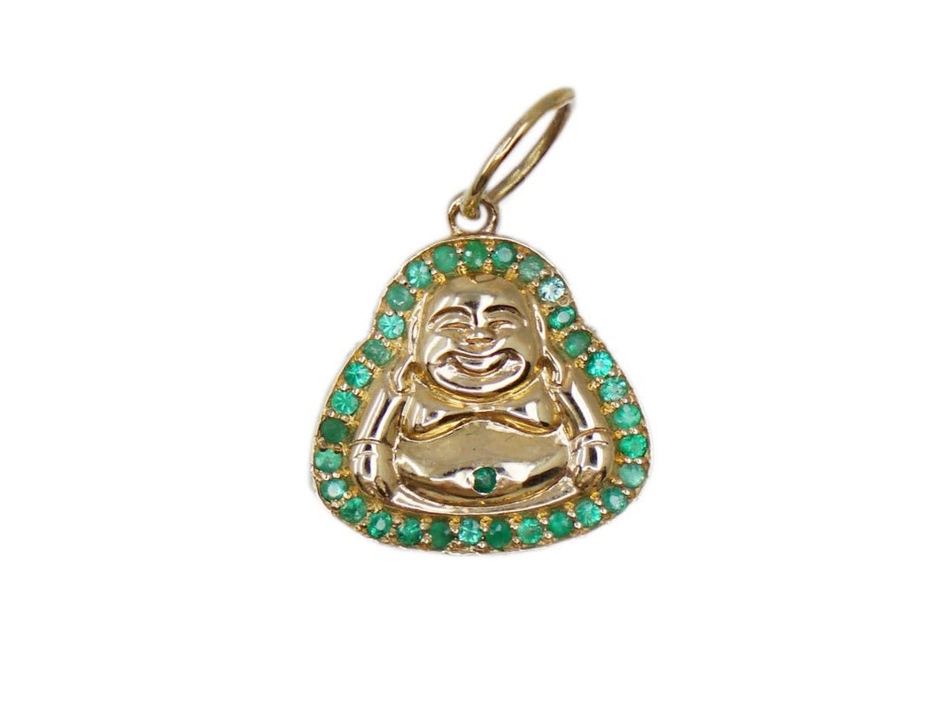 14k Gold and Emerald Buddha Charm