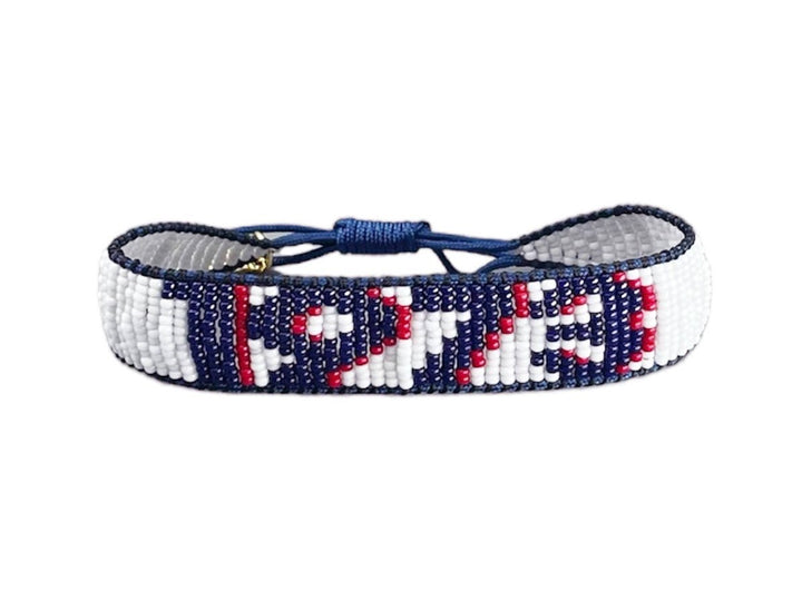 Navy, White, and Red Beaded 1973 Bracelet