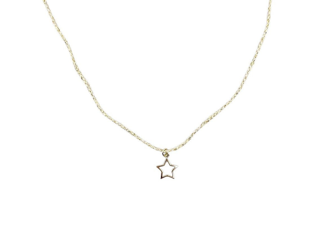 Gold Open Star Charm Necklace