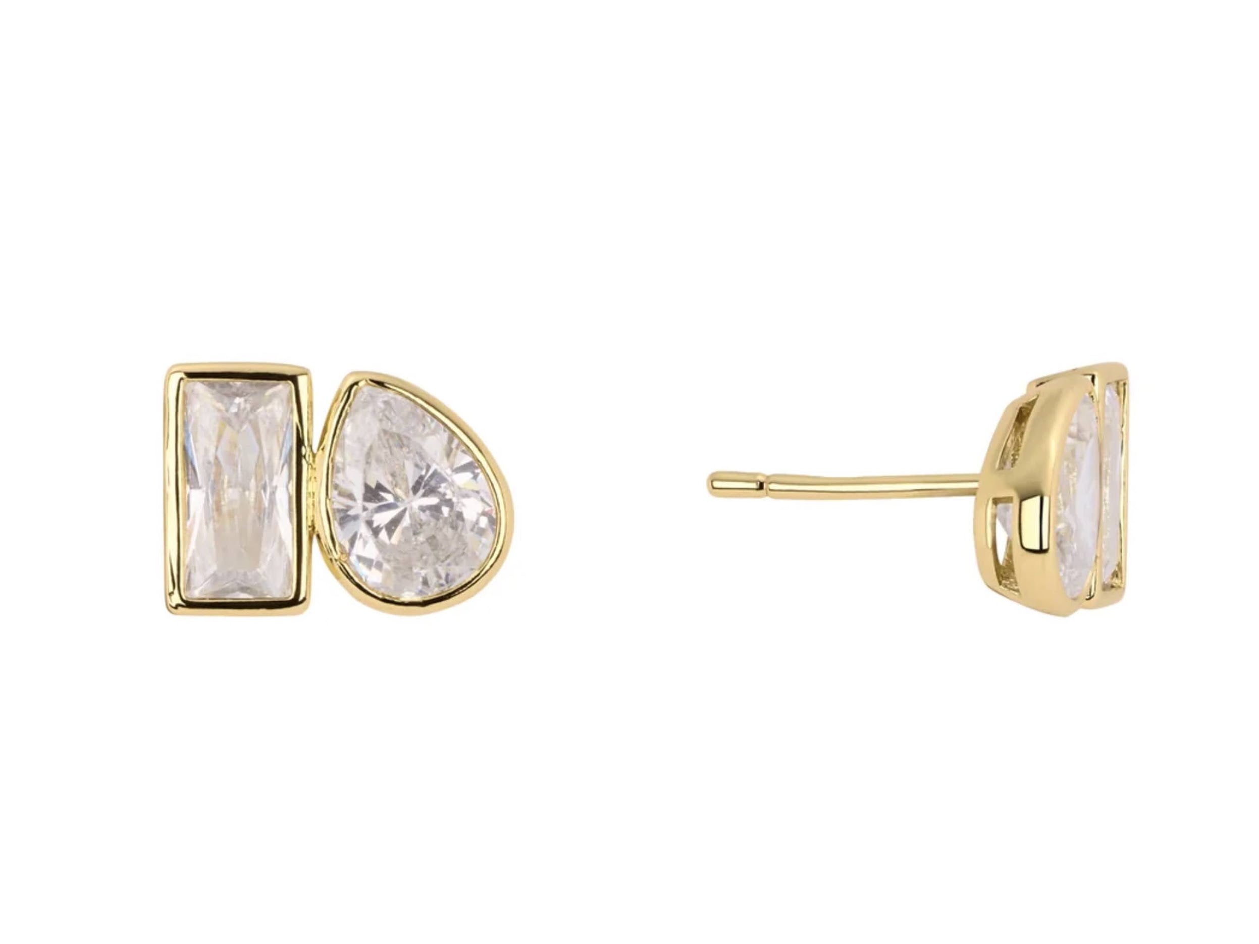 Toi et Moi Stud Earrings with CZs