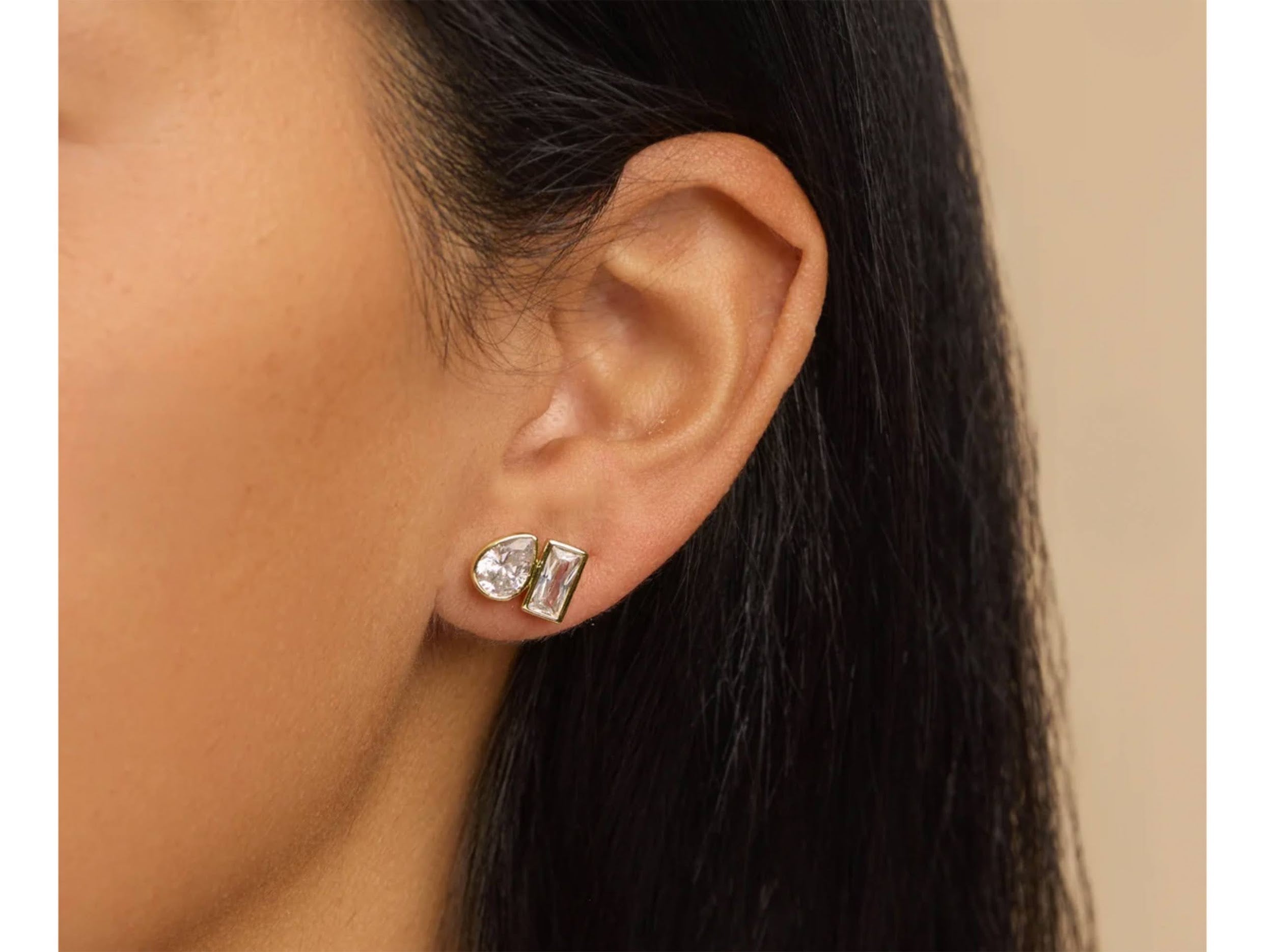 Toi et Moi Stud Earrings with CZs