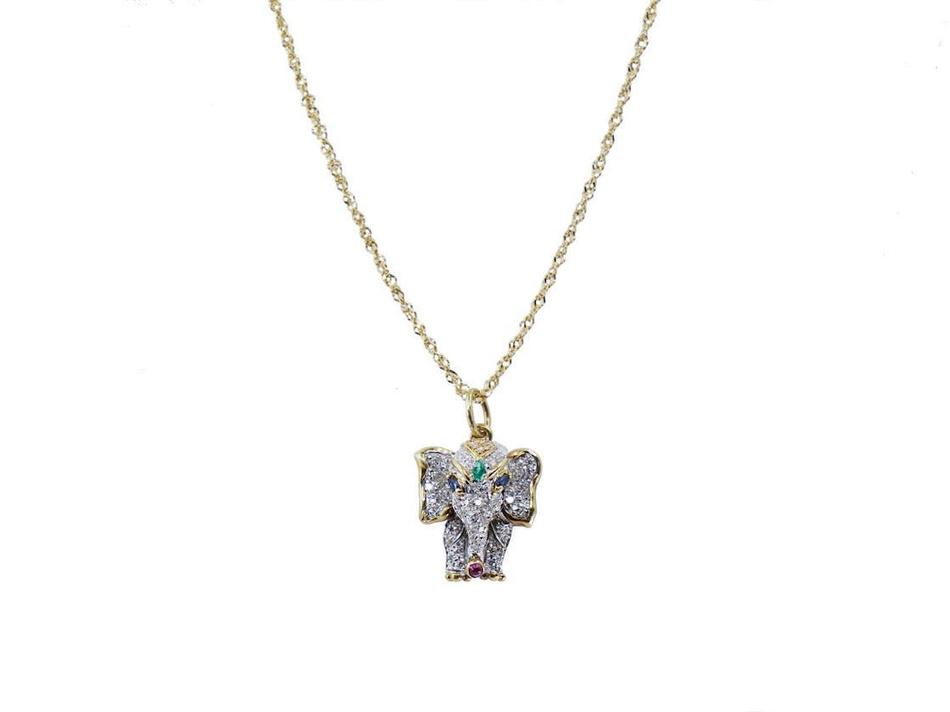 1960s 18k Yellow Gold Necklace with Elephant Charm