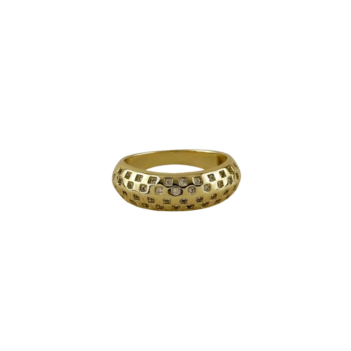 Gold Dome Ring with CZs