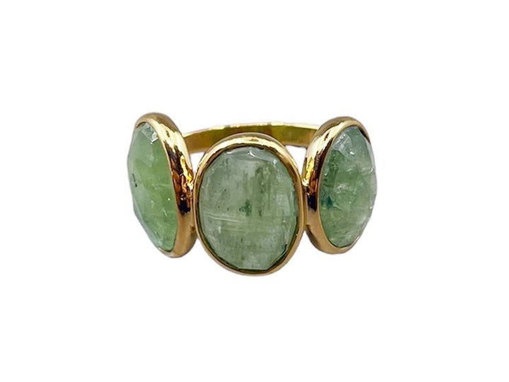 Green Kyanite 3-Stone Ring