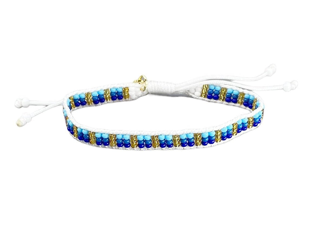 Beaded Ombre Blue Squares Bracelet