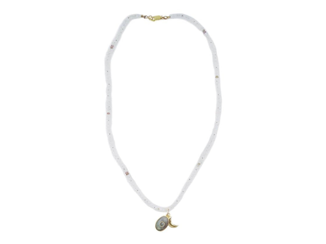 Moonstone and Sapphire Necklace with Labradorite Charm