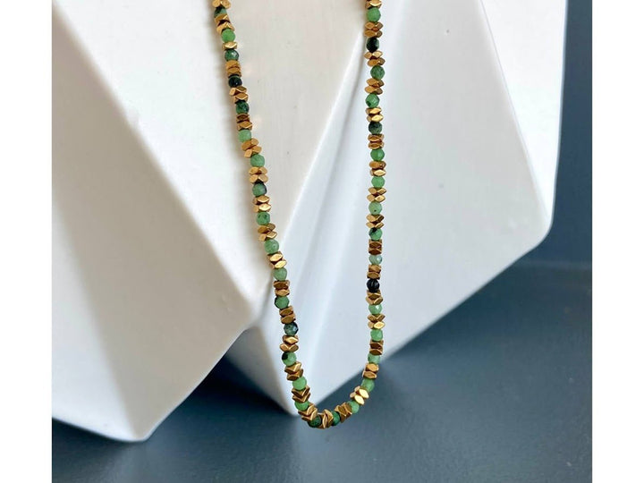 Gold and Zoisite Bead Necklace