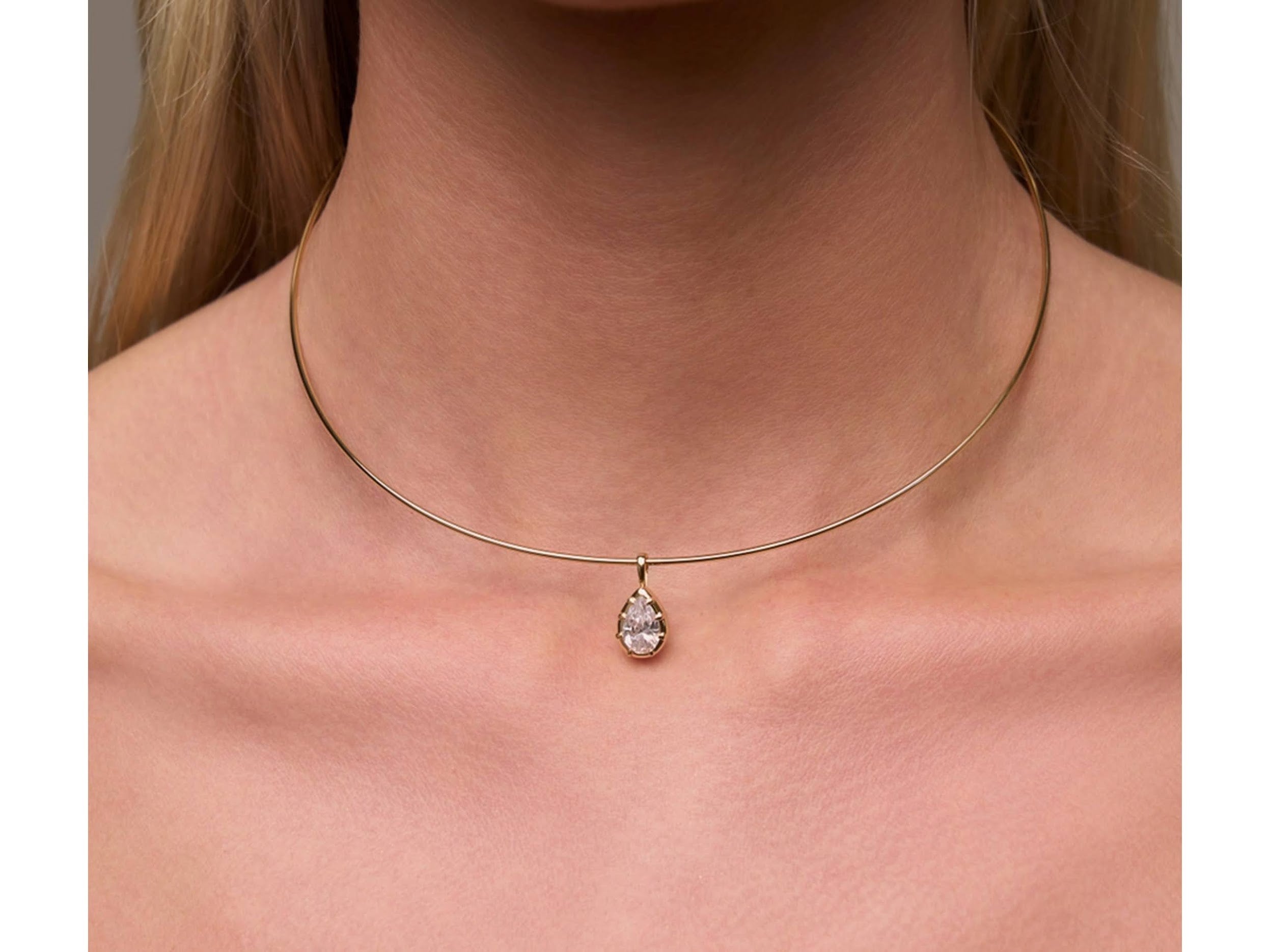 Gold Pear-Shaped CZ Charm