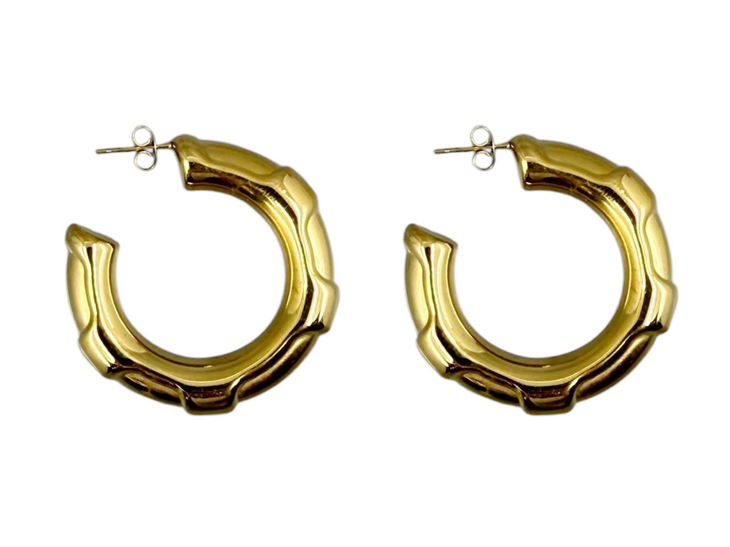 Gold Ridged Hoop Earrings