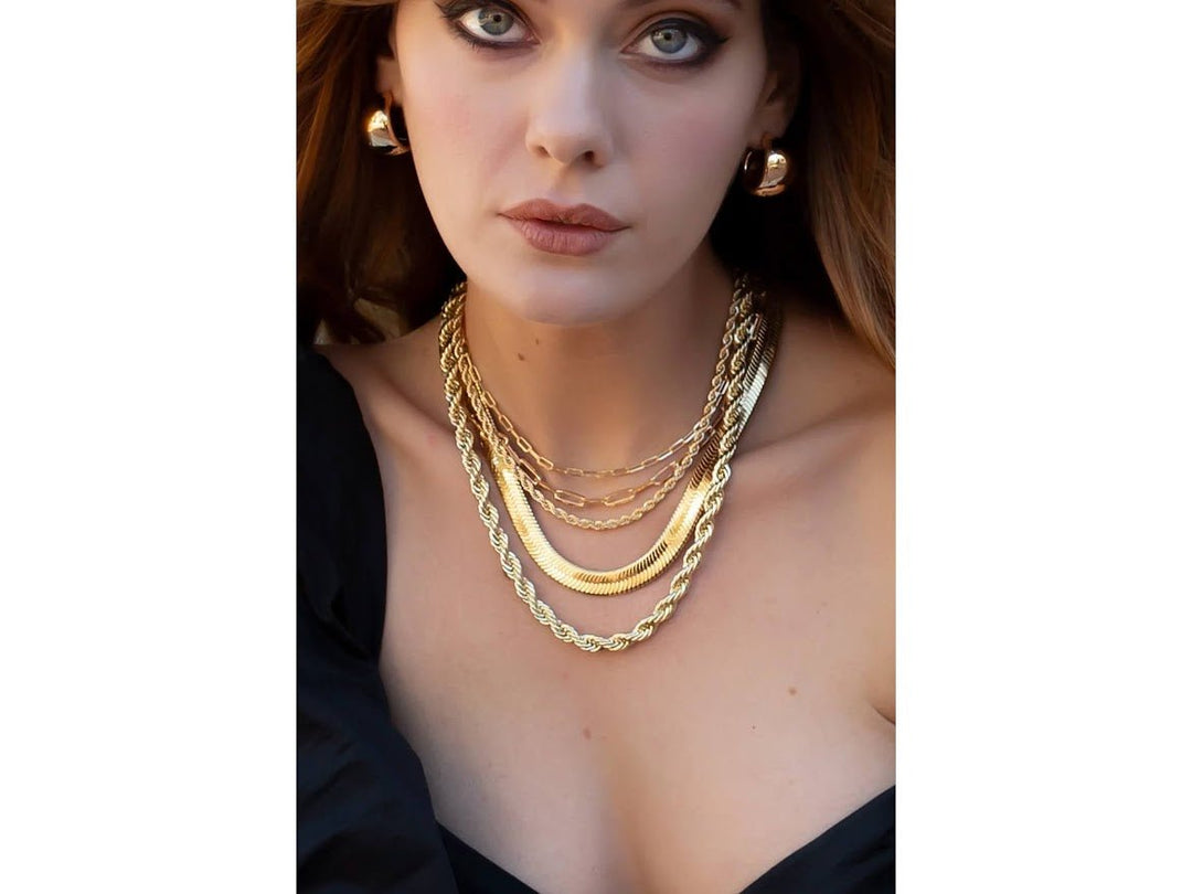 Gold Oversized Herringbone Chain Necklace