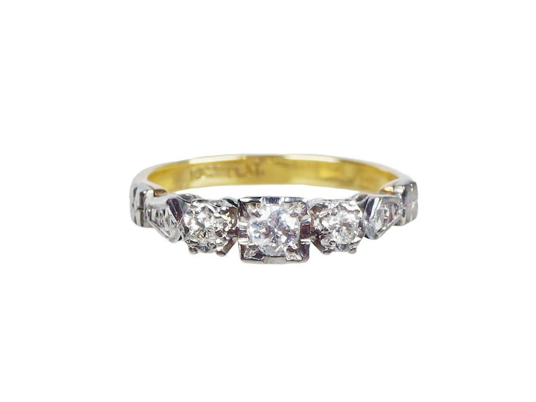 Platinum and 18k Diamond Ring