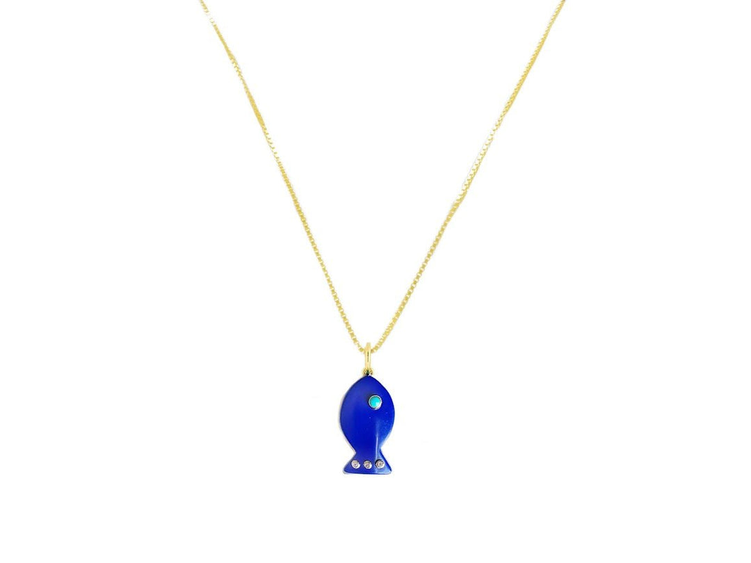 Lapis Fish Charm Necklace