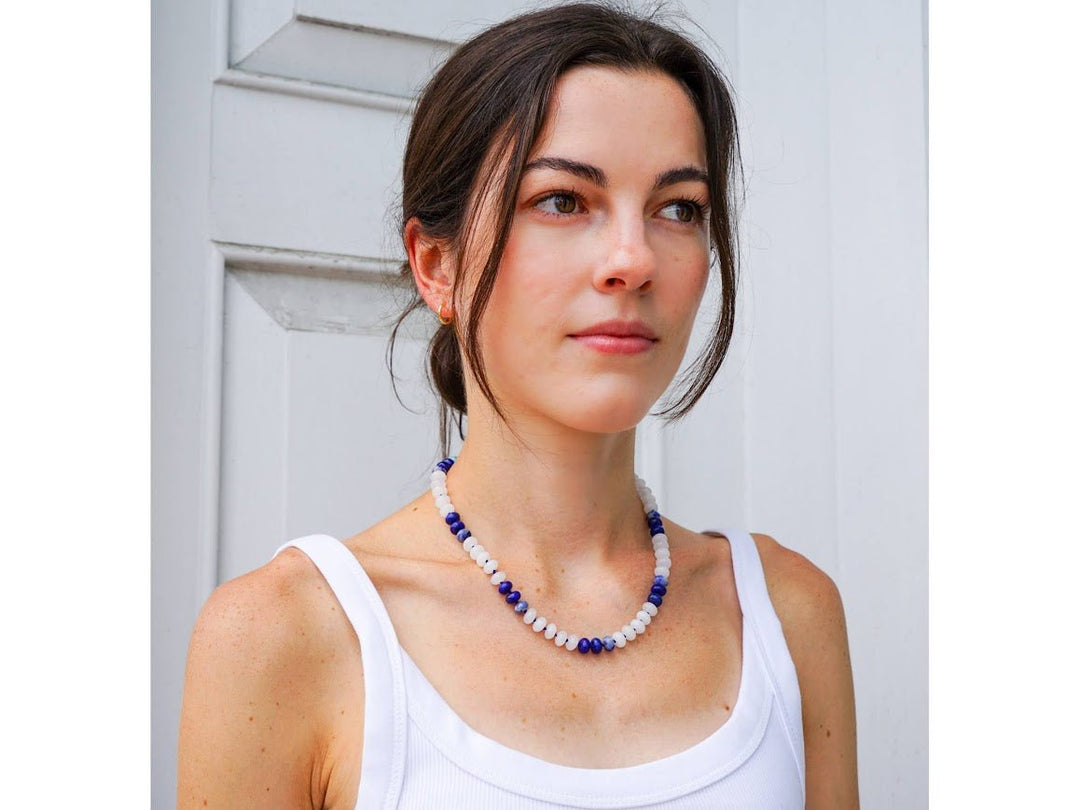 Eden Roc Strand Necklace of Quartz, Lapis, Sodalite, and Howlite