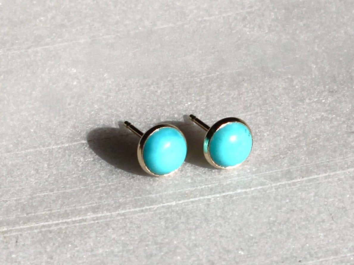 Gold Turquoise Stud Earrings