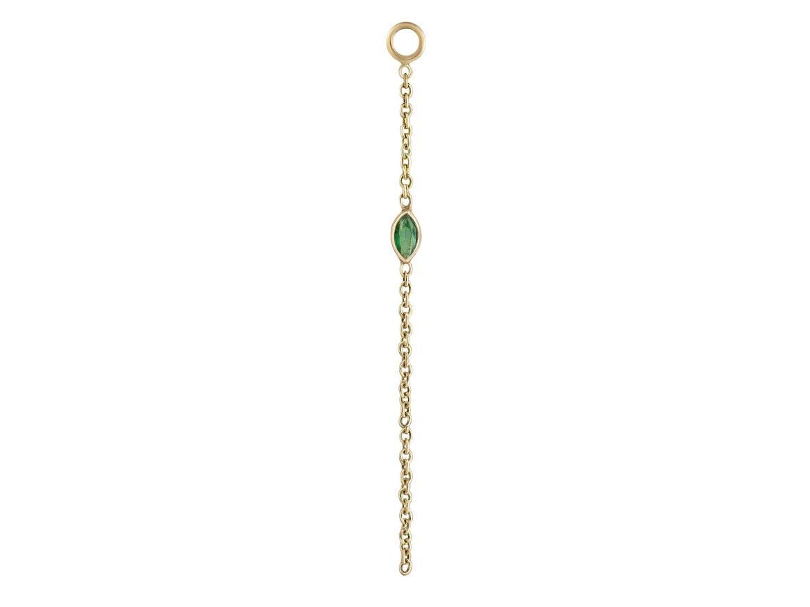 9k Marquis Emerald Chain Drop Charm