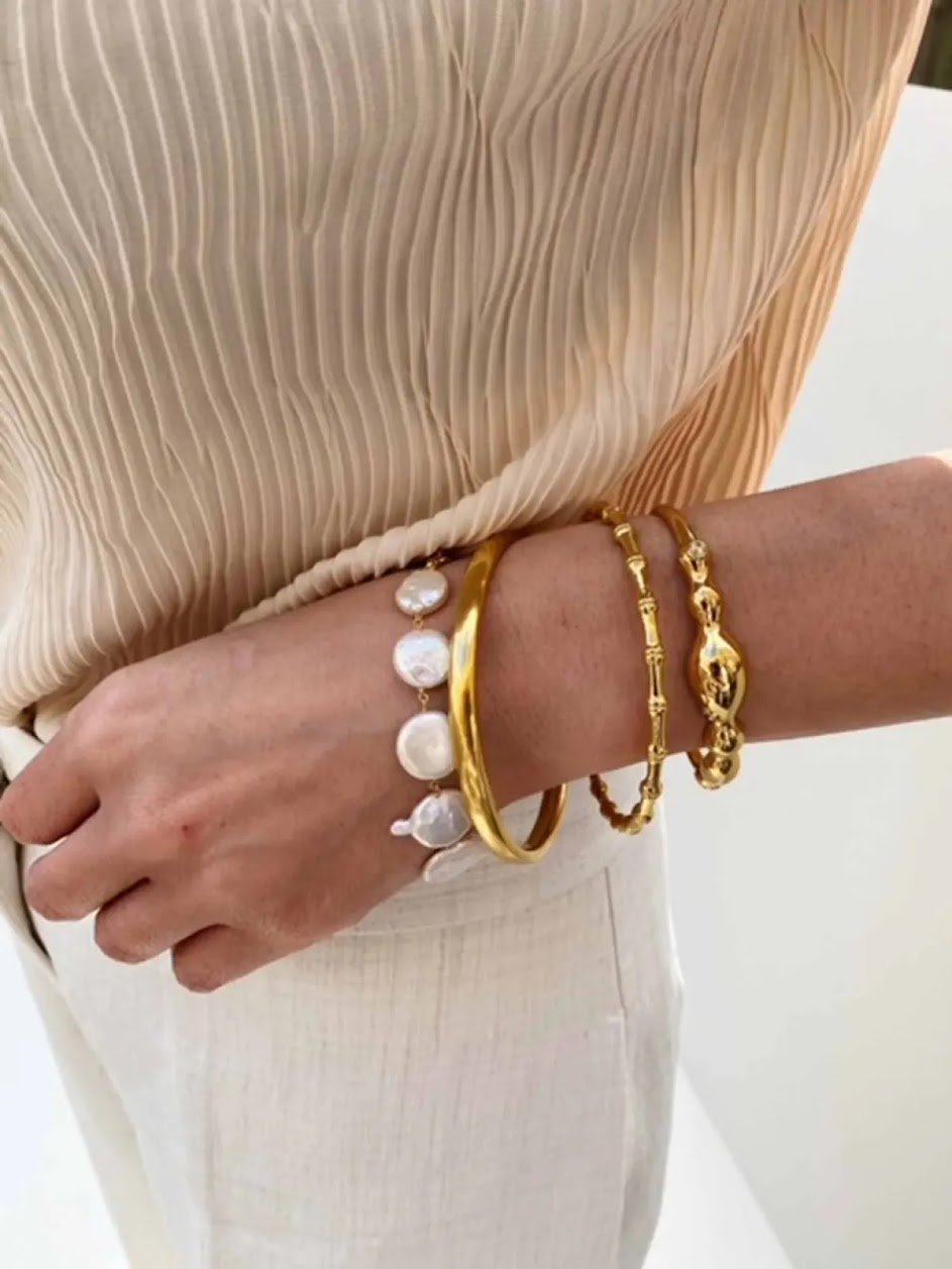 Gold Bamboo Cuff Bracelet