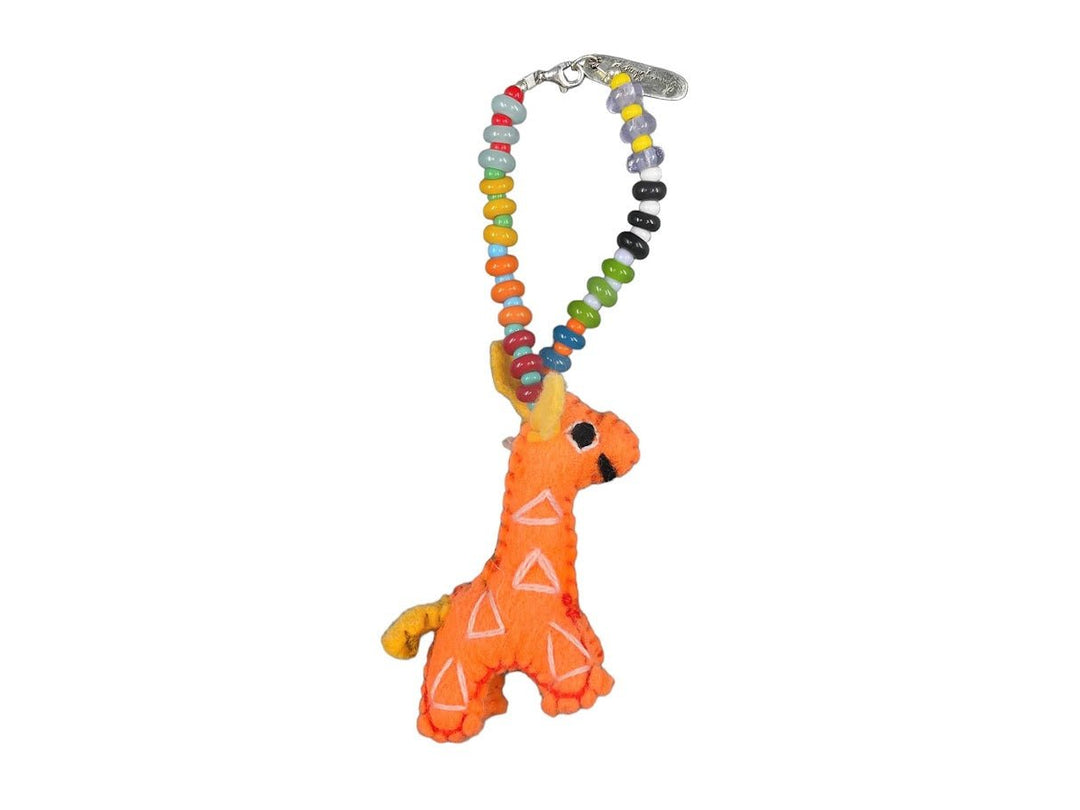 Handsewn Orange Giraffe Bag Charm