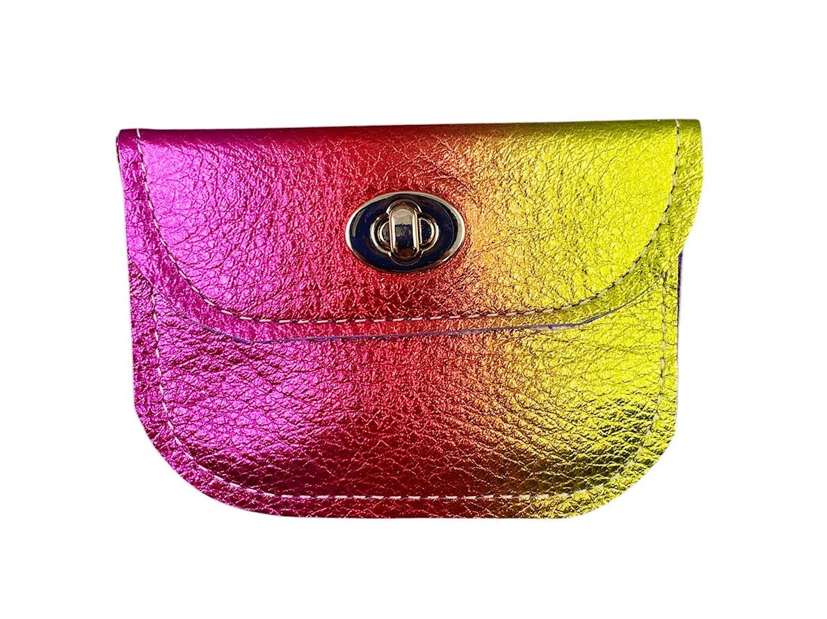 Small Ombre Pink/Gold Metallic Leather Wallet.