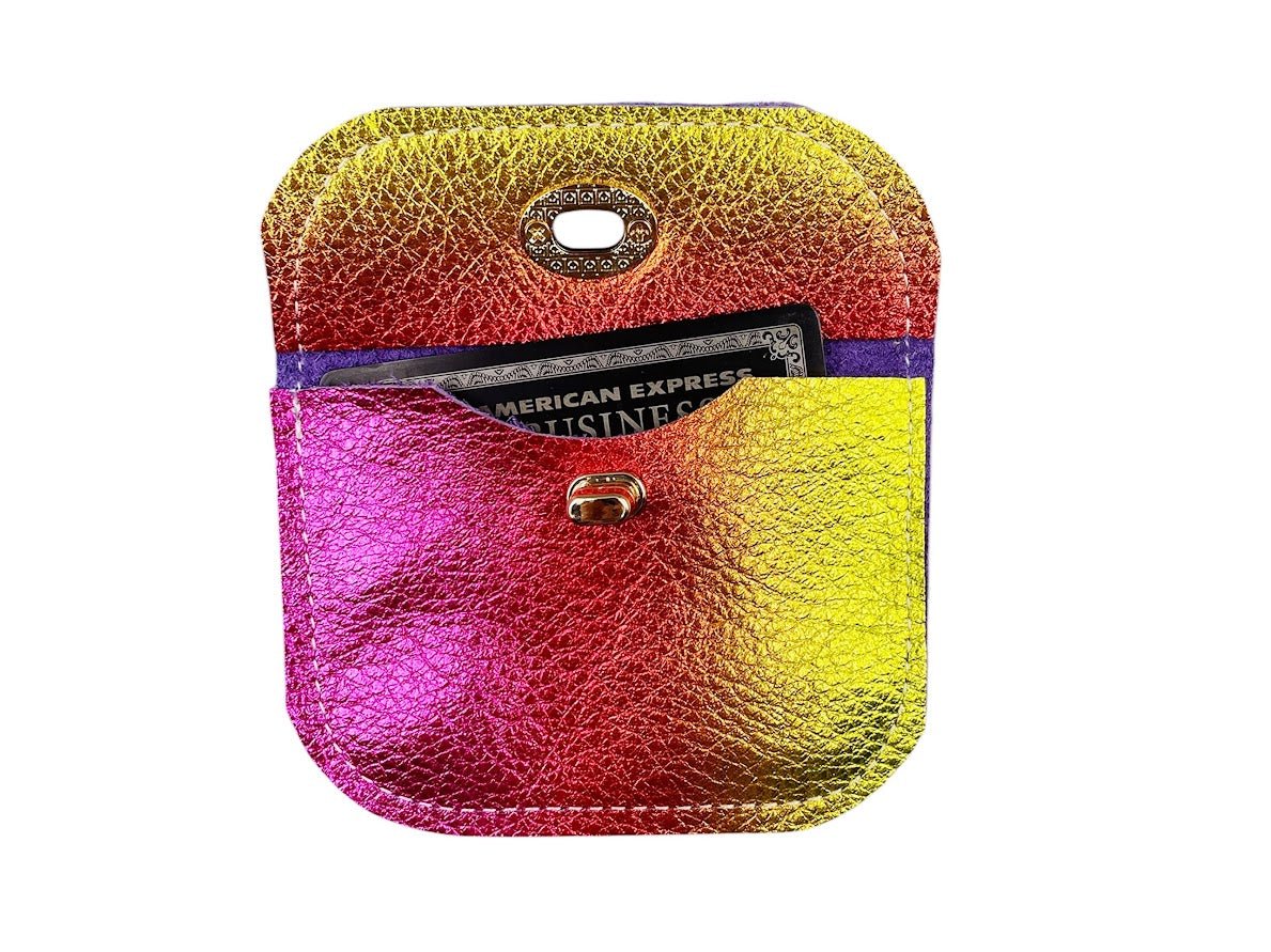 Small Ombre Pink/Gold Metallic Leather Wallet.