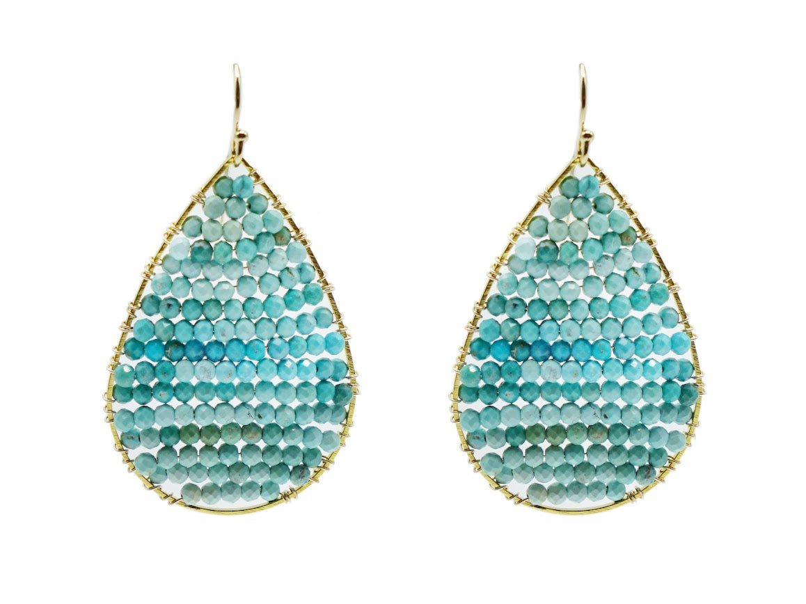 Turquoise Bead Teardrop Earrings