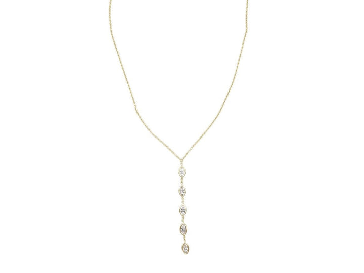 14k Marquis Diamond Y Necklace