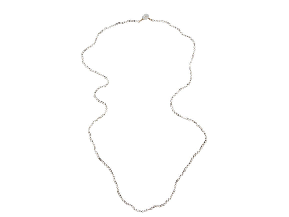 White Howlite Bead Necklace with Button Closure