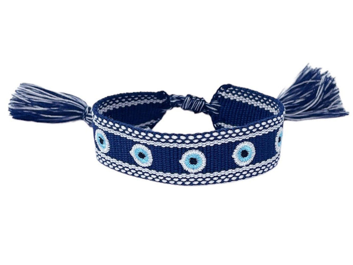 Navy, White, and Turquoise Evil Eye Bracelet