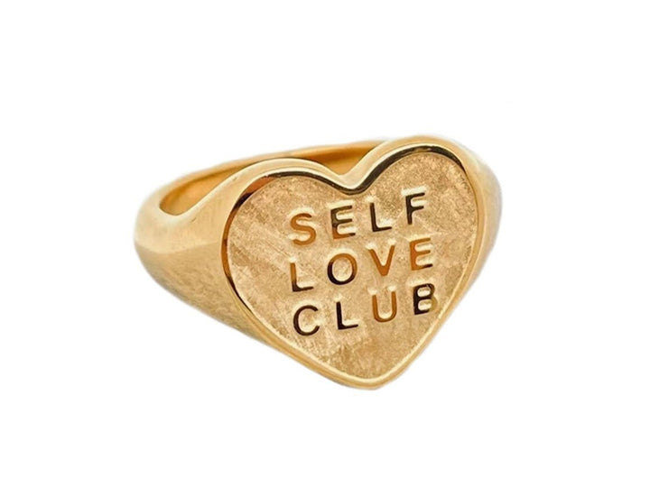 Gold "Self Love Club" Heart Ring