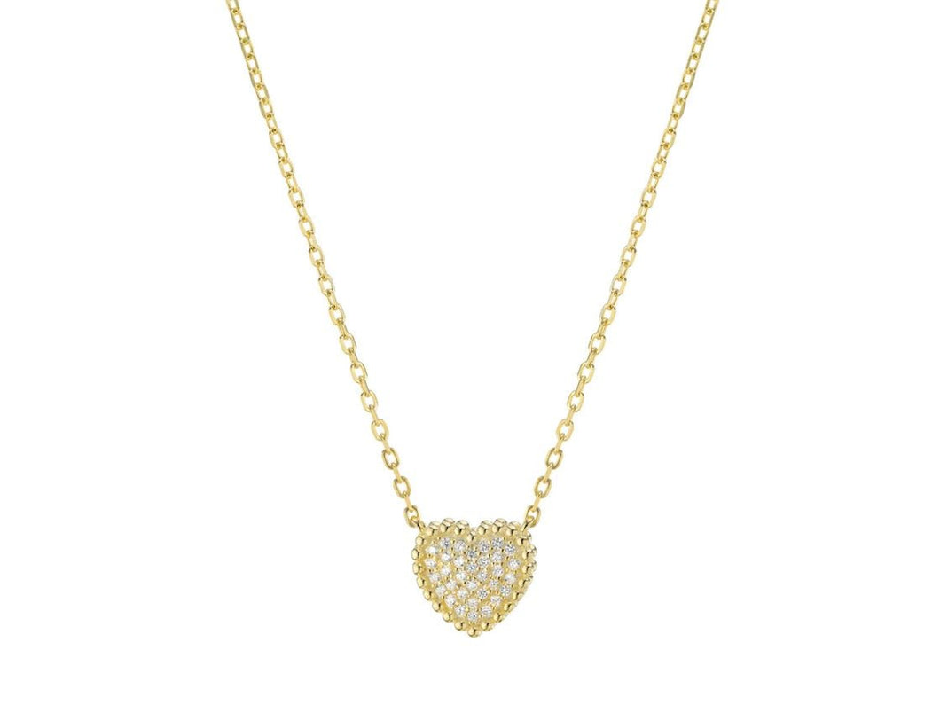 Gold Pave CZ Heart Necklace