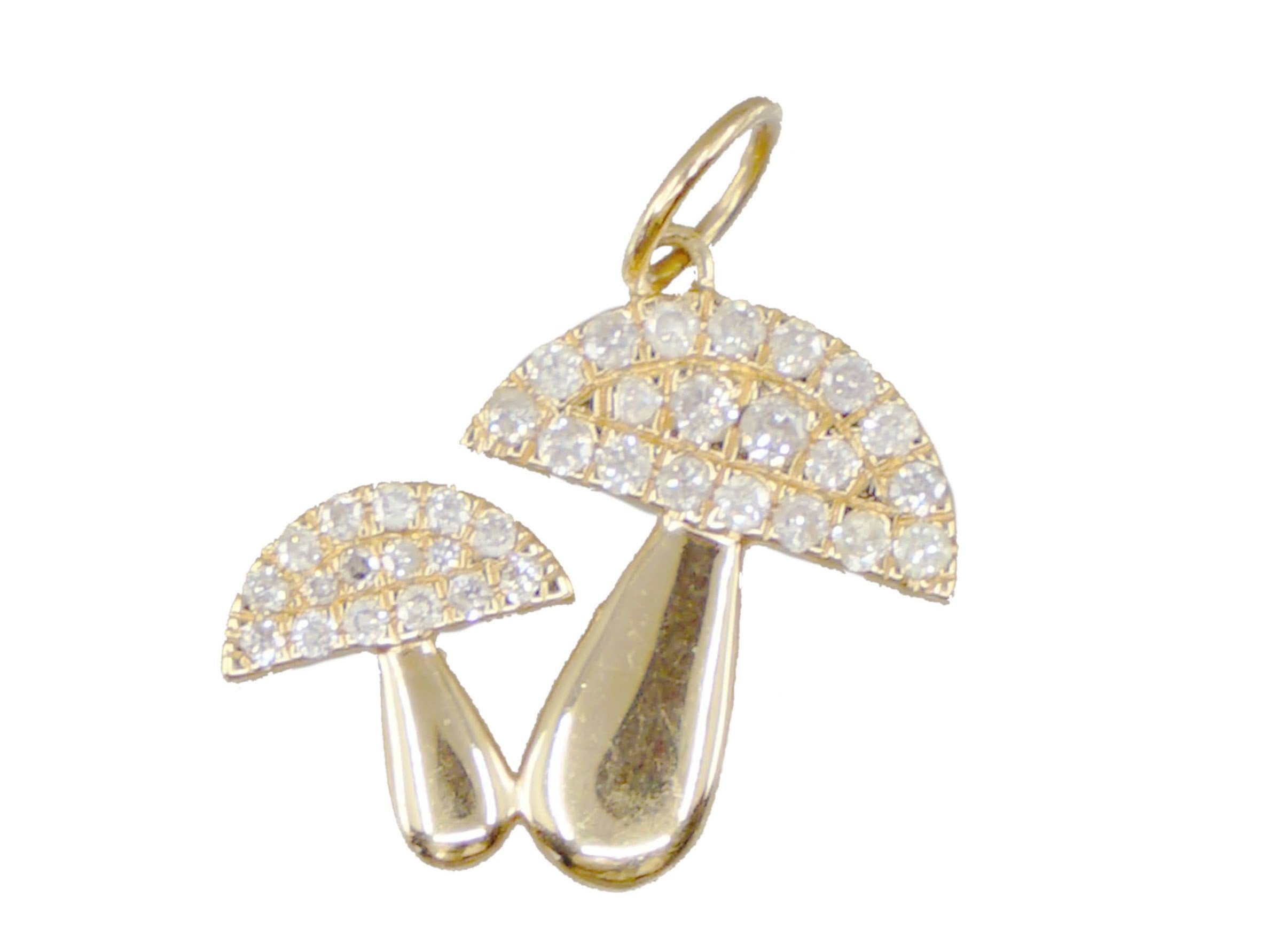 14k Double Mushroom Pendant with Diamonds