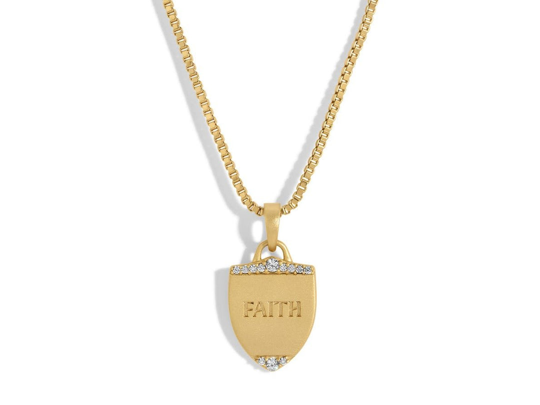 Faith Shield Necklace with CZs